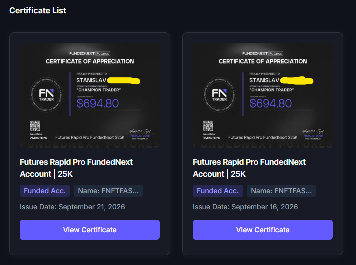 FundedNext — Max payout en cuentas de 25K
